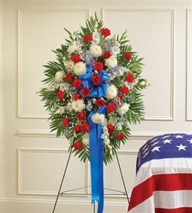 Red, White & Blue Sympathy Standing Spray Funeral