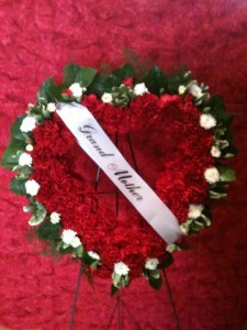 RED AND WHITE CARNATION HEART Funeral