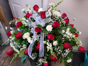 Red & White Casket   in Crossville, TN | Poppies Florist