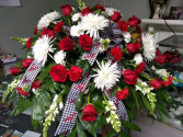 Red & White Casket Flowers 