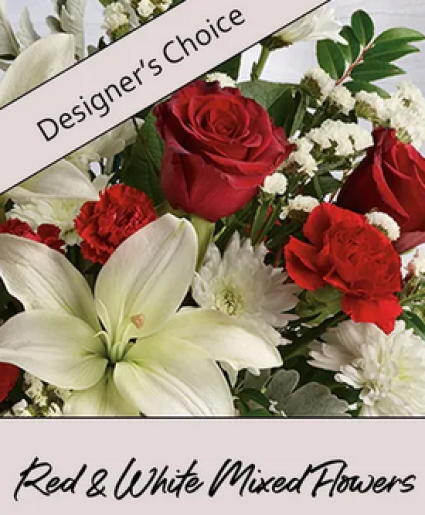 Red & White Designer's Choice Mixed Flowers