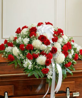 Red & white Majestic Casket Spray