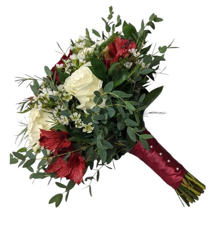 Red & White Nosegay Bouquet Prom Flowers; choose your flower color