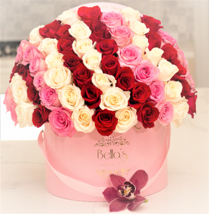 Multicolor Rose Box 60 Fresh Roses In New York Ny Bella S Flowers New York City