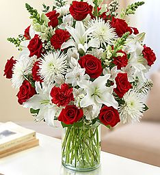 Red & White Sincerest Sorrow Vase Arrangement