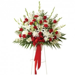 Red & White Standing Basket 