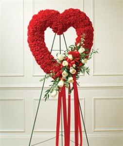 Red & White Standing Open Heart  Funeral