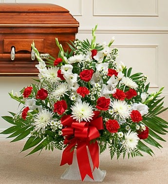 Red & White Sympathy Floor Arrangement
