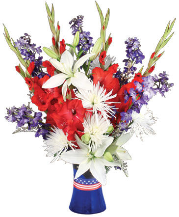 Red White & True Blue Floral Arrangement in Hurst, TX | A TOUCH OF CLASS FLORIST