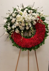 Red & white wreath Funeral