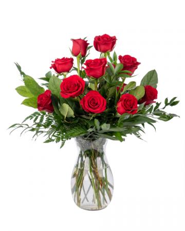 Red with Love Roses in Vase Valentine