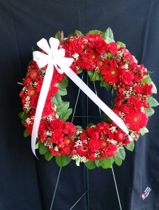 Red Wreath Sympathy Easel Spray