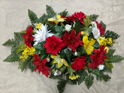 RED, YELLOW, AND WHITE SPRAY SILK