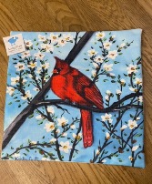Redbird in Tree design pillow 