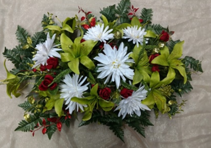 RED,GREEN AND WHITE WITH A BIT OF BLING SILK