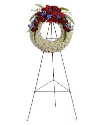 RED/WHITE CLUSTER WREATH STANDING FUNERAL PC