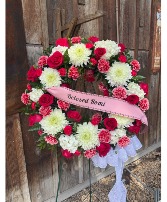 Red/White Sympathy Wreath Standing Spray