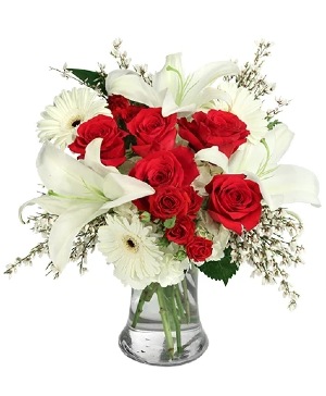 Refined Ruby & White Floral Design 