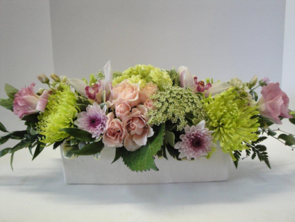 Refreshing colors Low vase arrangement