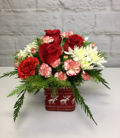 Reindeer & Roses Christmas Arrangement