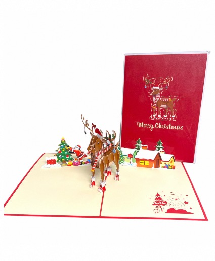 Reindeer Rudolf  3D Holiday Card
