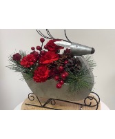 Reindeer Sleigh Blooms Christmas Floral Bouquet