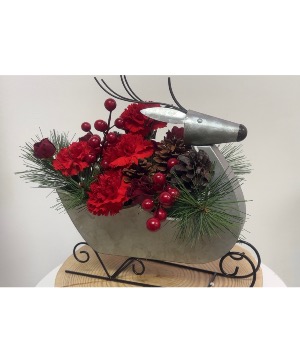 Reindeer Sleigh Blooms Christmas Floral Bouquet