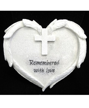 REMEMBERED WITH LOVE HEART - RESIN SYMPATHY GIFT - $9.99