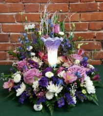 Remembrance Lamp with Floral Surround Sympathy