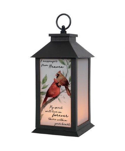 Resin Lantern with Cardinals 