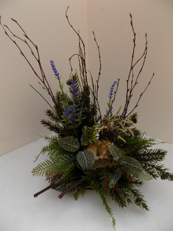 Resting Fawn Arrangement Silk Arrangement