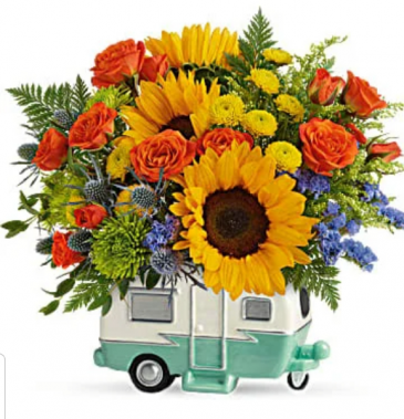 Retro Road Tripped For Dad Camper & Sunflowers