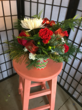 Reusable Hoilday Container  reds whites greens 