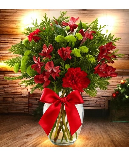 Ribboned Winter Garden Vase arrangement