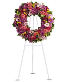 Ringed by love sympathy arrangement standing and wreath sympathy