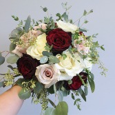Romantic Blush, Burgundy and White Bridal Bouquet 