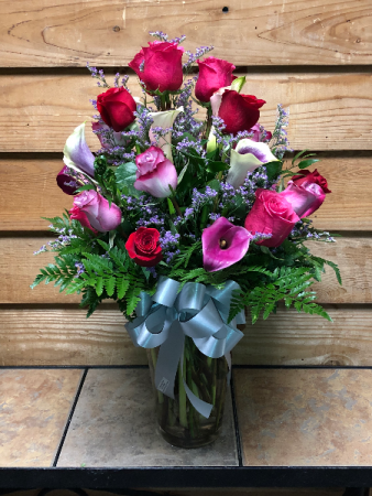 Romantic Elegance Rose and Calla arrangement