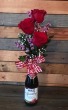 Romantic Evening Bottle of sparkling juice topped with a rose arrangement, 