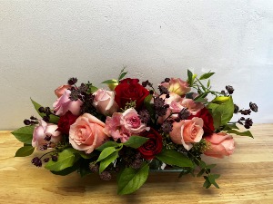 Romantic Christmas Long and Low Flower Arrangement