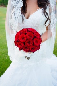 ROMANTIC RED ROSE BRIDAL  BOUQUET