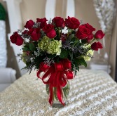 Romantic red roses with mixed flowers 