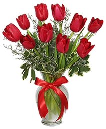 Romantic Red Tulips Arrangement