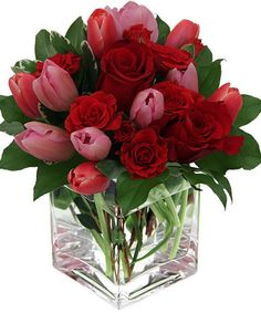 ROMANTIC TULIPS AND ROSES ELEGANT AND MIXTURE FLOWERS