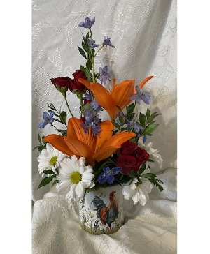 Rooster Mug Fresh Flowers