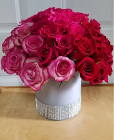 Rose Ambre Luxe pink and red rose arrangement