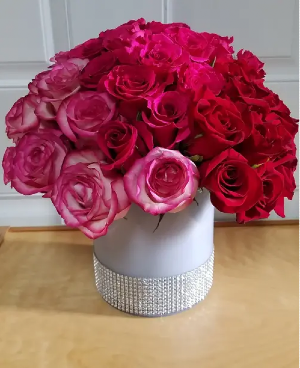 Rose Ambre Luxe pink and red rose arrangement