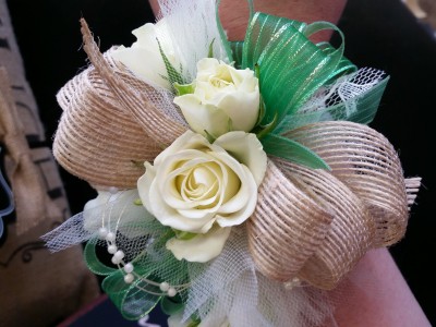 Rose and Burlap Wrist Corsage