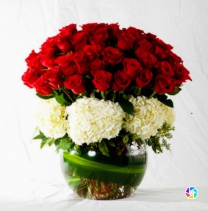 Mega Roses and Hydrangeas Large Bowl Arrangement