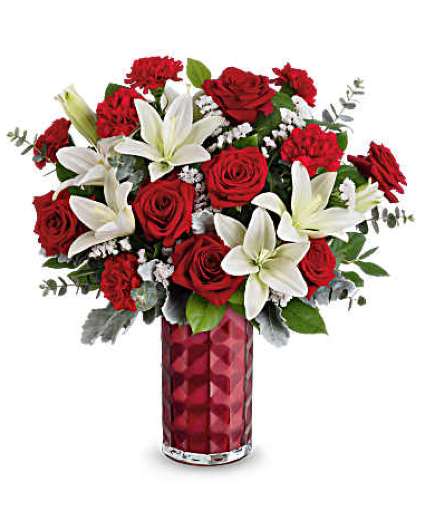 ROSE AND LILY PRISM FLOWER ARRANGEMENT