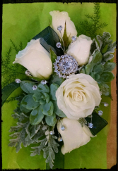 Corsage rose and succlent  with sparkle Corsage